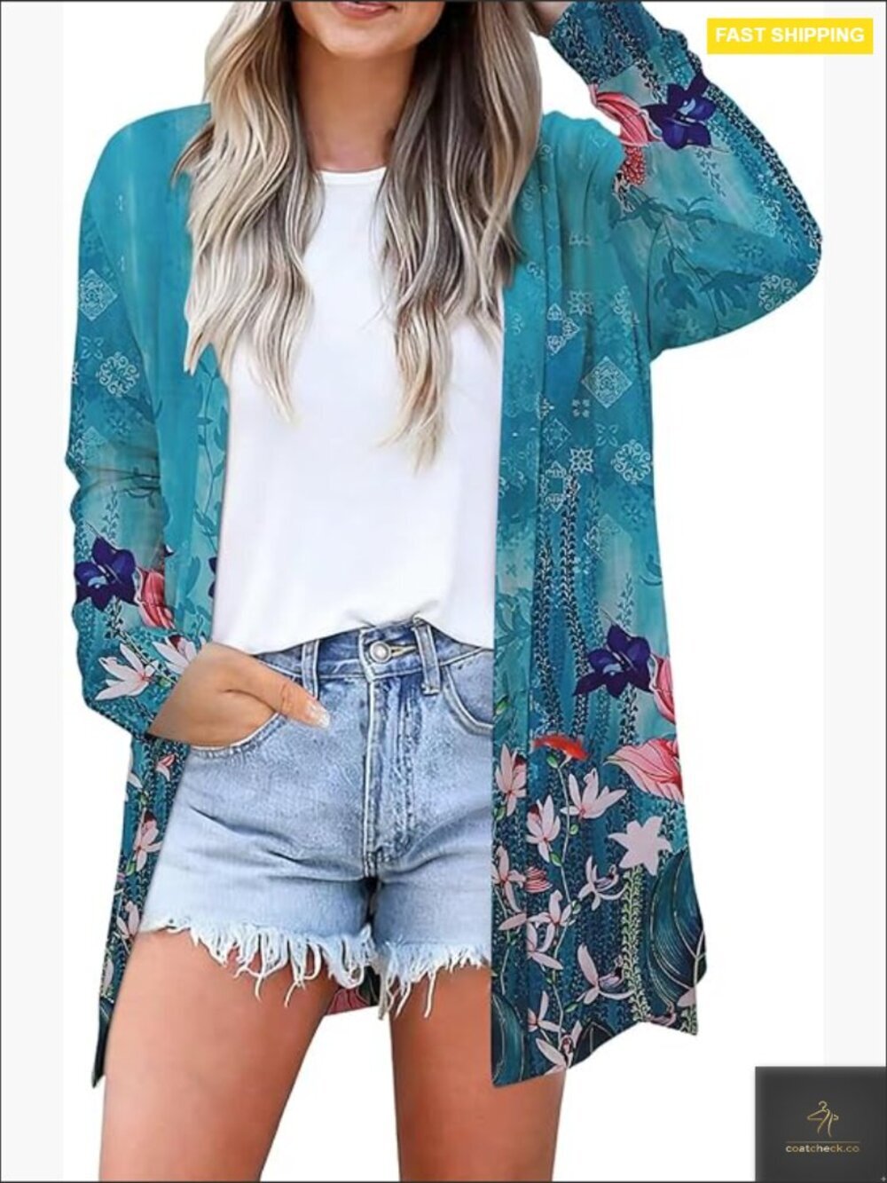 Long Sleeve Lightweight Cardigan Loose Fit Casual Cover Up with Pockets